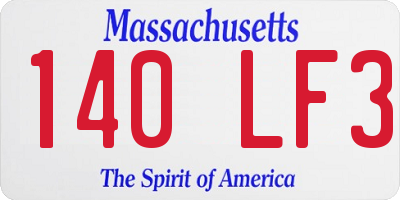 MA license plate 140LF3