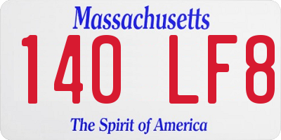 MA license plate 140LF8