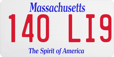 MA license plate 140LI9