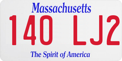 MA license plate 140LJ2