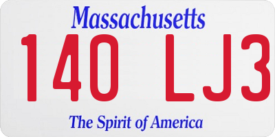 MA license plate 140LJ3