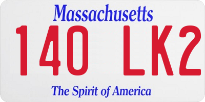 MA license plate 140LK2
