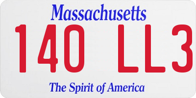 MA license plate 140LL3