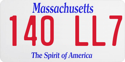 MA license plate 140LL7