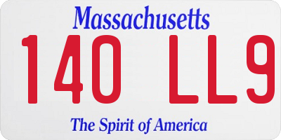 MA license plate 140LL9