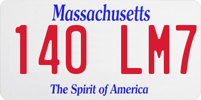 MA license plate 140LM7