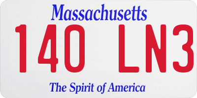MA license plate 140LN3