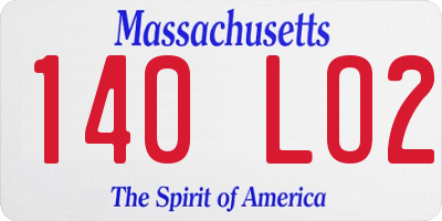 MA license plate 140LO2