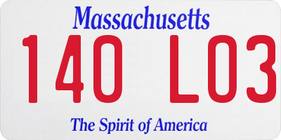 MA license plate 140LO3