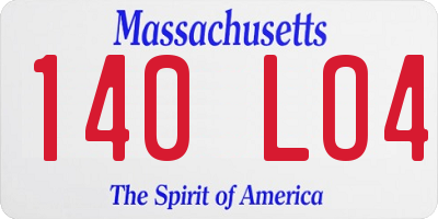 MA license plate 140LO4