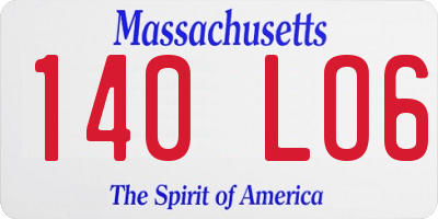 MA license plate 140LO6