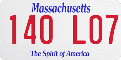 MA license plate 140LO7