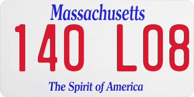 MA license plate 140LO8