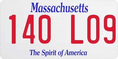 MA license plate 140LO9