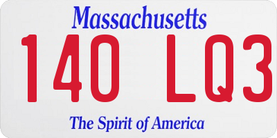 MA license plate 140LQ3