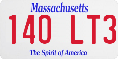 MA license plate 140LT3