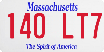 MA license plate 140LT7