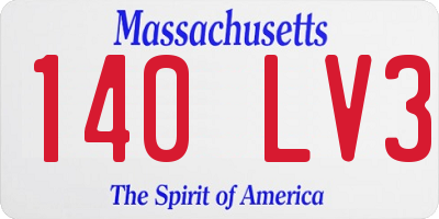 MA license plate 140LV3