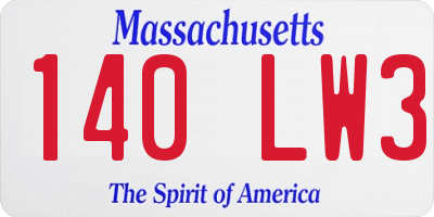 MA license plate 140LW3