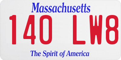 MA license plate 140LW8