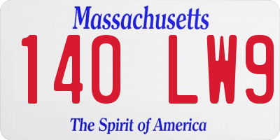 MA license plate 140LW9