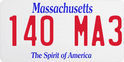 MA license plate 140MA3