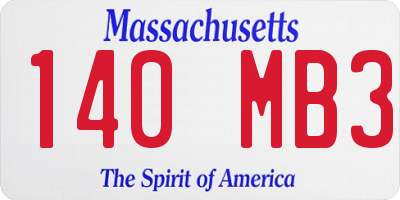 MA license plate 140MB3