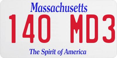 MA license plate 140MD3