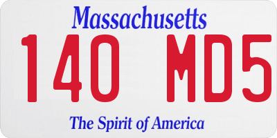 MA license plate 140MD5