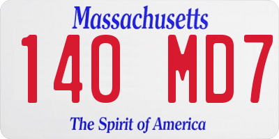 MA license plate 140MD7