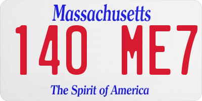 MA license plate 140ME7