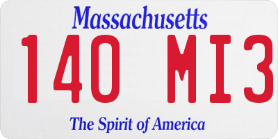 MA license plate 140MI3