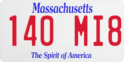 MA license plate 140MI8