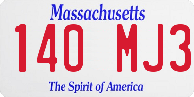 MA license plate 140MJ3