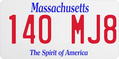 MA license plate 140MJ8