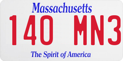 MA license plate 140MN3