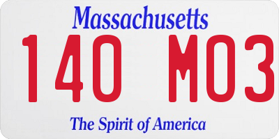 MA license plate 140MO3