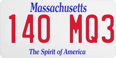 MA license plate 140MQ3