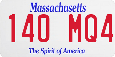 MA license plate 140MQ4