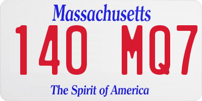 MA license plate 140MQ7