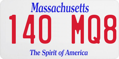 MA license plate 140MQ8
