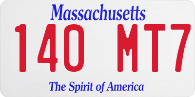 MA license plate 140MT7