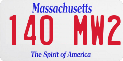 MA license plate 140MW2