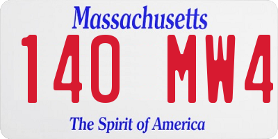 MA license plate 140MW4