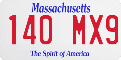 MA license plate 140MX9