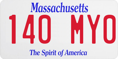 MA license plate 140MY0