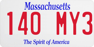 MA license plate 140MY3