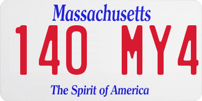 MA license plate 140MY4