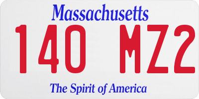 MA license plate 140MZ2