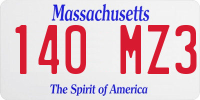 MA license plate 140MZ3